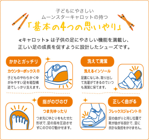 【新品】MOONSTAR／４つの機能で子どもの足の成長をサポート(17.0cm) MOONSTAR ムーンスター Carrot キャロット MS B111 コハシ レッド 12.0