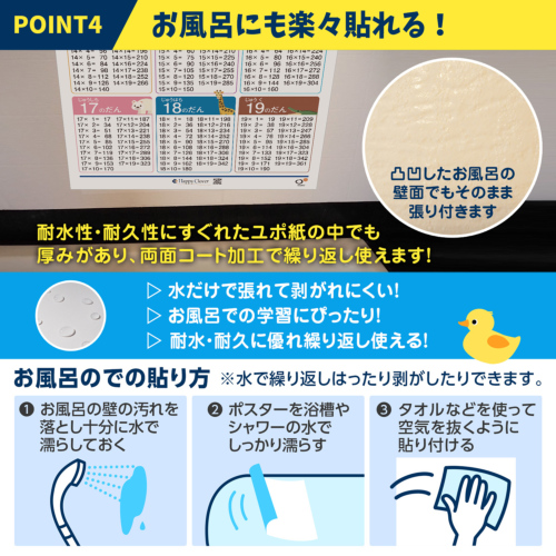お風呂に貼れる】インド式かけ算表ポスター 19×19かけざん｜お受験