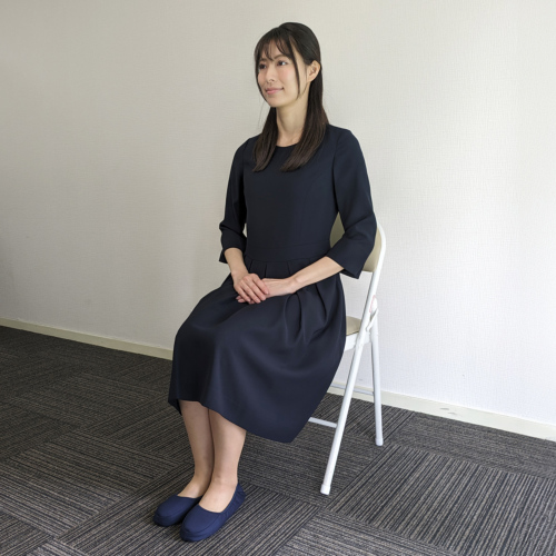 マタニティー対応 濃紺ワンピース 学校見学　説明会 お子様用お受験ワンピース 濃紺 ワンピース 【mm-1802】