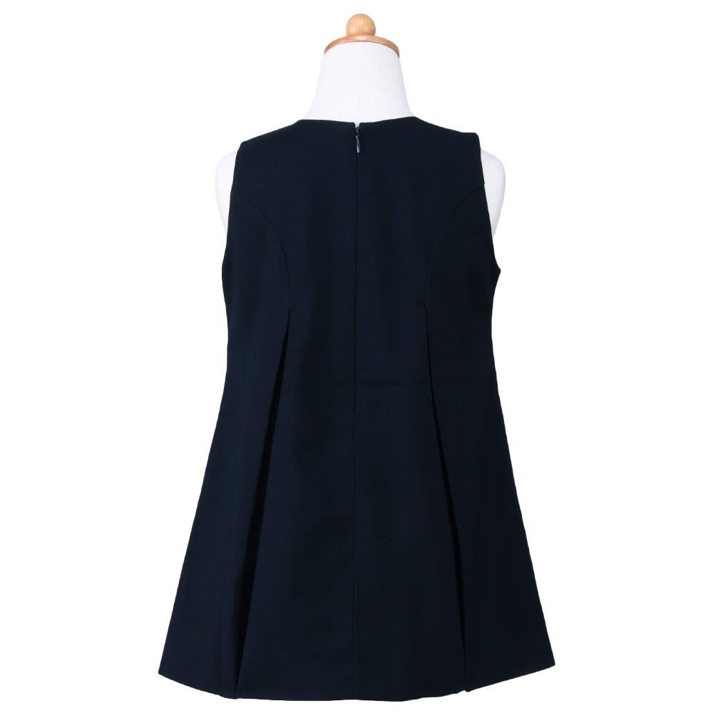 お嬢様用袖なしシンプルワンピース 後ろファスナー 紺 100 130サイズ お受験用品 ハッピークローバー お受験用品のお店 ハッピークローバー