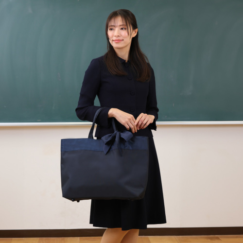 A3サイズ対応] 完全日本製 平織 軽量ビッグトート 黒 紺 同色
