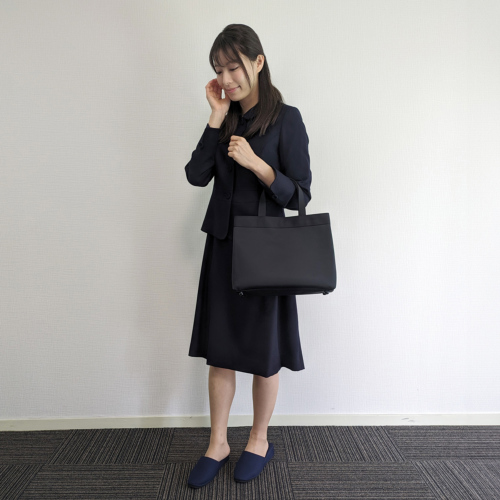 日本製 ナイロンサテン ミディアムトート お受験バッグ 無地 リボン