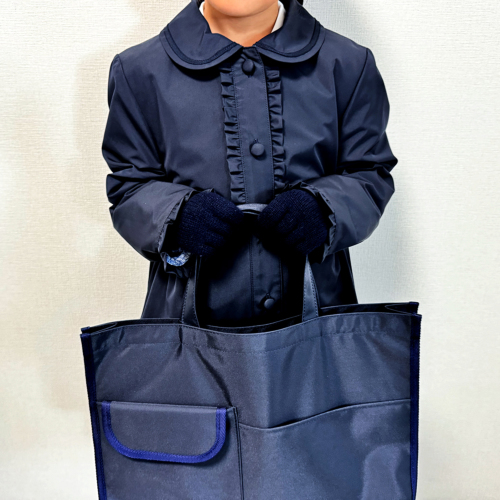 キッズ毛・ナイロン手袋 リボン付き 濃紺 S・M・Lサイズ 女の子