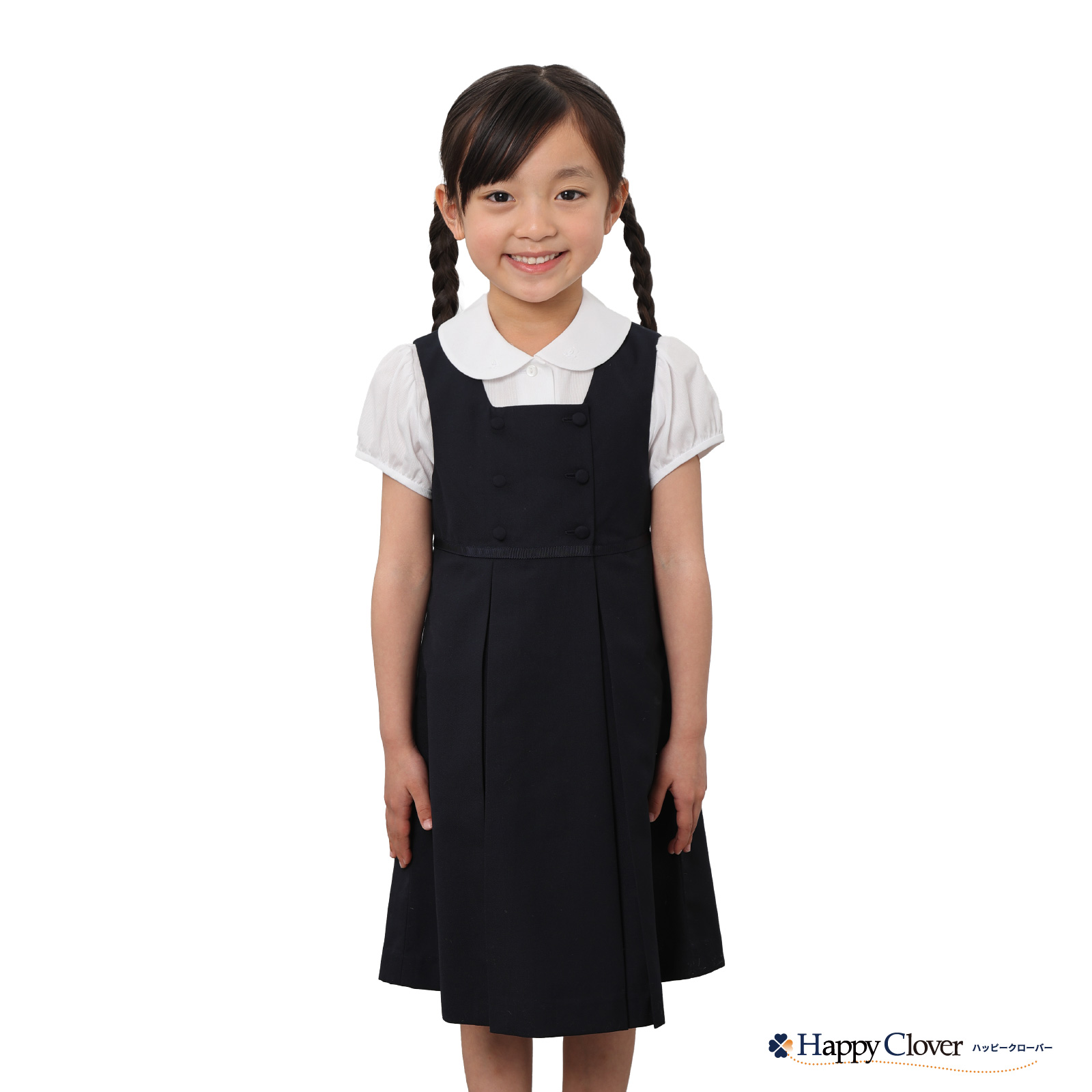 ダブルボタン くるみボタン 女の子用ジャンパースカート グログラン