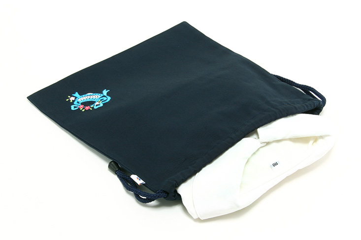 手刺繍 ベル 巾着バッグ(中)お着替え入れ・入園入学お受験に｜お受験