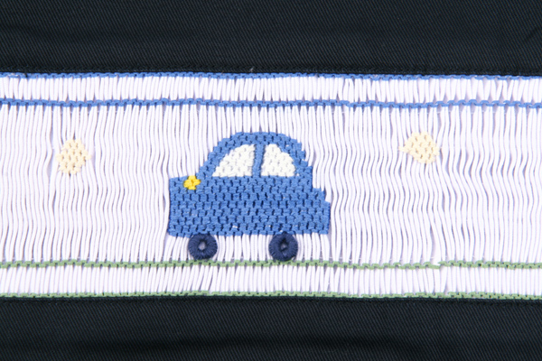 お受験専門店品質 スモッキング手刺繍弁当袋 くるま｜お受験用品