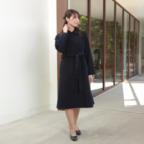 純日本製 純国産 メリノウール100％ お母様用比翼仕立て濃紺コート