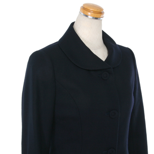 お受験スーツ濃紺(半袖ワンピースと長袖ジャケット・毛100%)　黒サブバッグ付