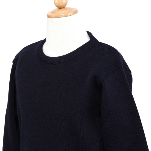 完全日本製 ウォシャブル素材 お子様用紺色無地丸首セーター 当店オリジナル 100 130サイズ お受験用品のお店 ハッピークローバー