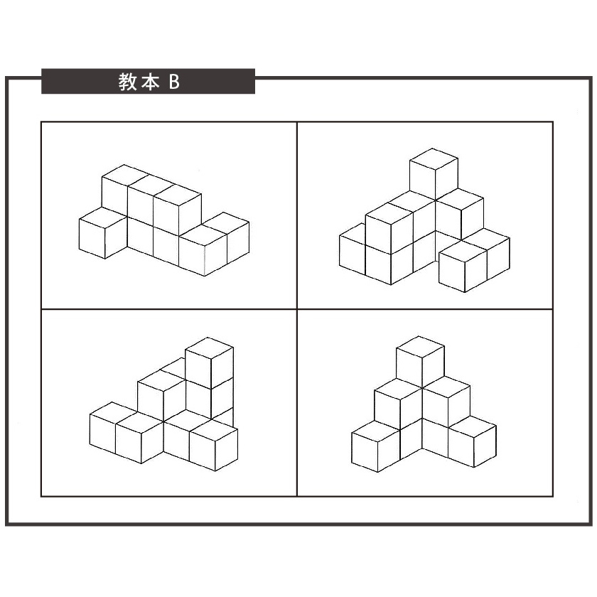 空間を把握する力・記憶力を養う立方体積み木教本B(中上級編)42パターン 知育教材
