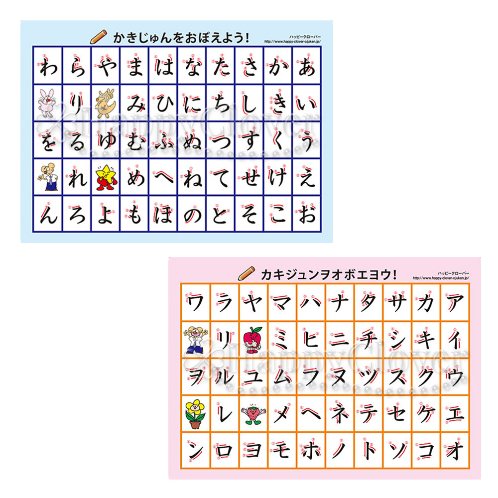 目指せ達筆 書き順がわかる なぞって覚える五十音下敷き ひらがな カタカナ両面 サイズ お受験 お受験用品のお店 ハッピークローバー