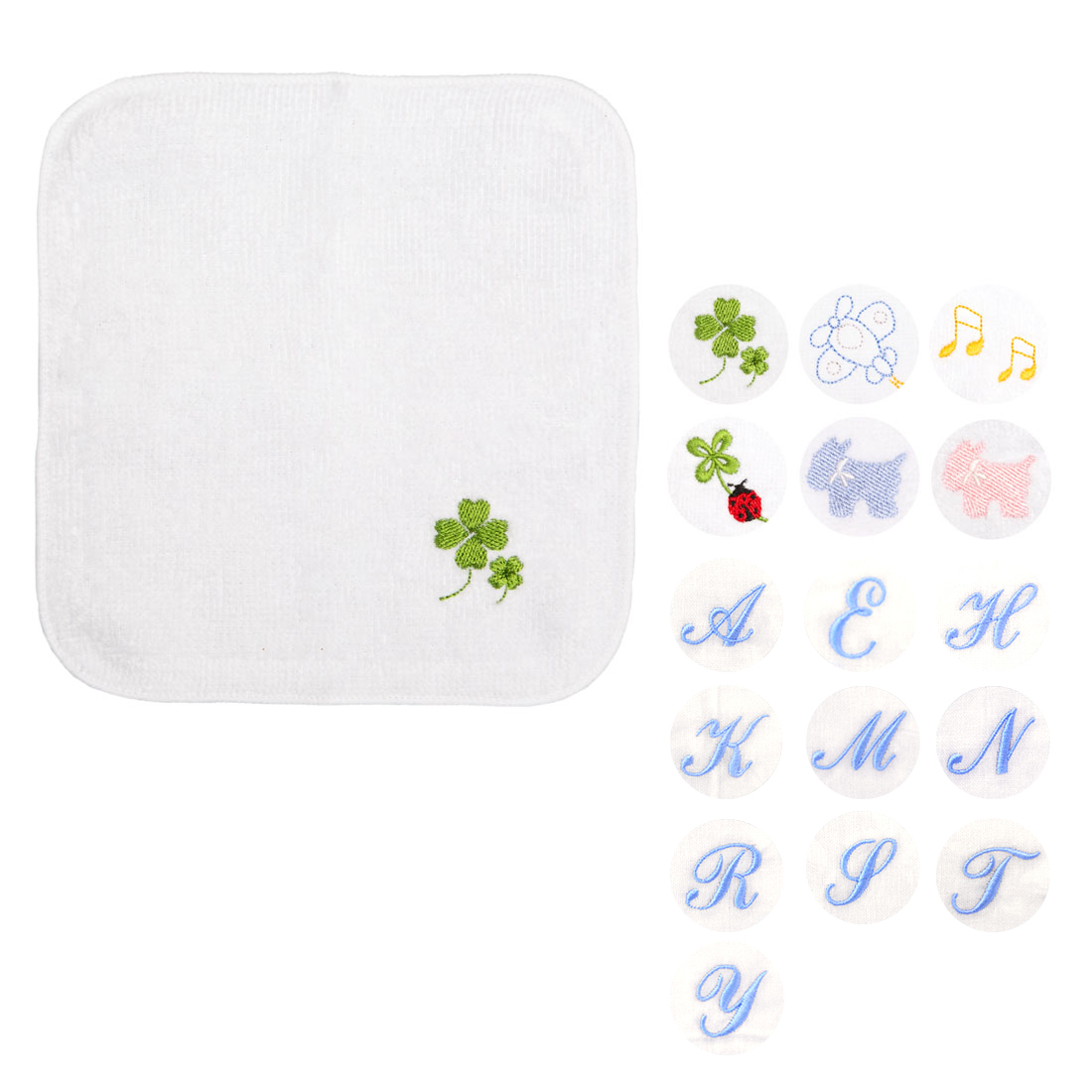 2枚セット 日本製泉州タオル 刺繍入り タオルハンカチ ミニサイズ お受験用品のお店 ハッピークローバー