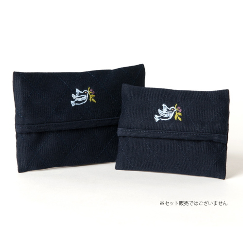 お受験 ティッシュケース 手刺繍 青い鳥 ポケットティッシュケース