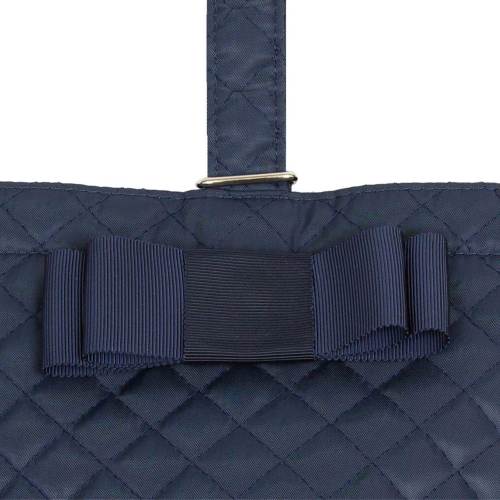 完全日本製 キルティング シューズケース 紺色 無地 マチつき 軽量