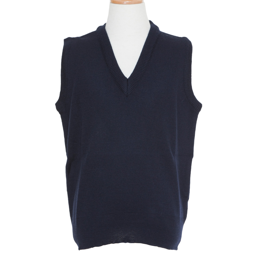 東レコーピロン糸使用 紺色無地Vネックウォッシャブルベスト 日本製