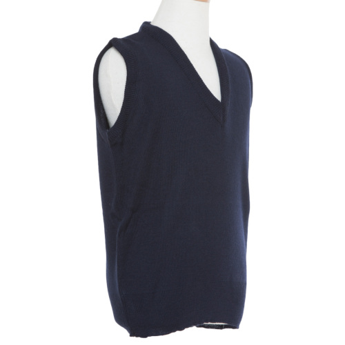 東レコーピロン糸使用 紺色無地Vネックウォッシャブルベスト 日本製